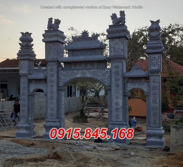 Mẫu cổng tam quan tứ trụ nhà thờ đình đền chùa miếu lăng mộ bằng đá đẹp bắc kạn