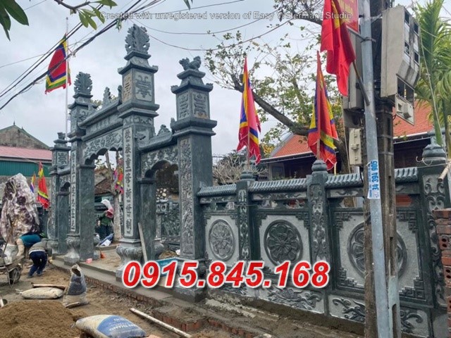 Mẫu cổng tam quan tứ trụ nhà thờ đình đền chùa miếu lăng mộ bằng đá đẹp điện biên