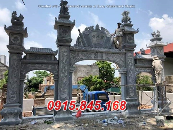 Mẫu cổng tam quan tứ trụ nhà thờ đình đền chùa miếu lăng mộ bằng đá đẹp hà nam