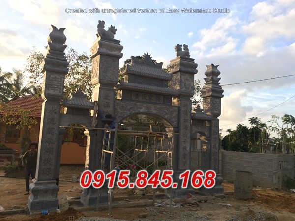 Mẫu cổng tam quan tứ trụ nhà thờ đình đền chùa miếu lăng mộ bằng đá đẹp hà nội