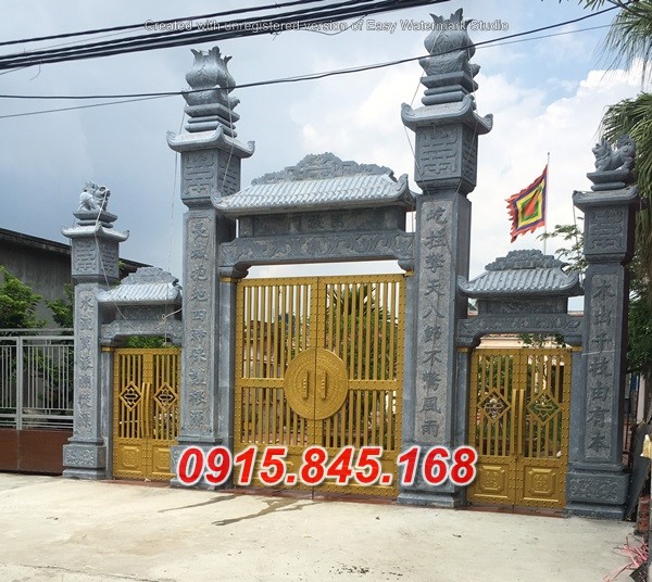 Mẫu cổng tam quan tứ trụ nhà thờ đình đền chùa miếu lăng mộ bằng đá đẹp hải dương