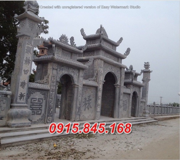 Mẫu cổng tam quan tứ trụ nhà thờ đình đền chùa miếu lăng mộ bằng đá đẹp lai châu