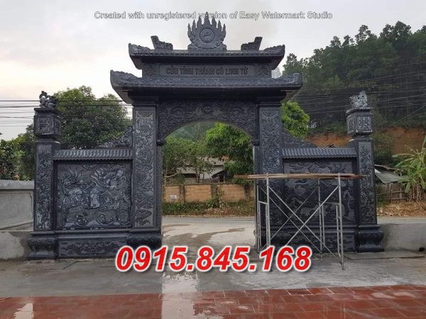 Mẫu cổng tam quan tứ trụ nhà thờ đình đền chùa miếu lăng mộ bằng đá đẹp nam định