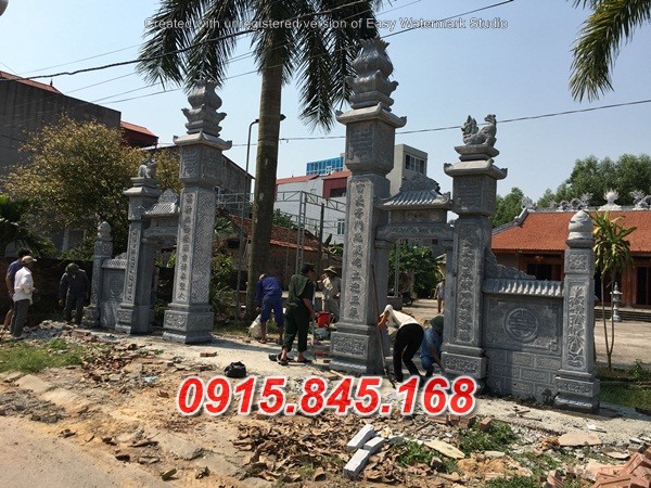 Mẫu cổng tam quan tứ trụ nhà thờ đình đền chùa miếu lăng mộ bằng đá đẹp phú thọ