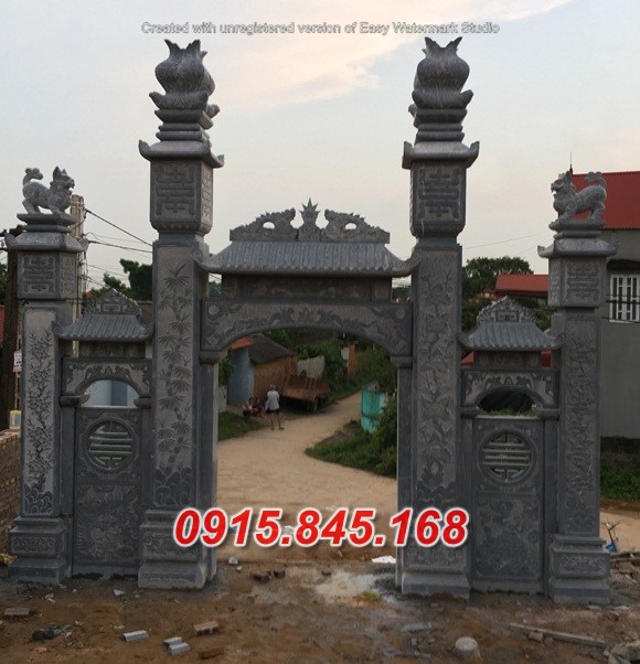 Mẫu cổng tam quan tứ trụ nhà thờ đình đền chùa miếu lăng mộ bằng đá đẹp quảng ninh