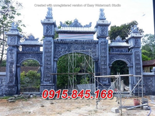 Mẫu cổng tam quan tứ trụ nhà thờ đình đền chùa miếu lăng mộ bằng đá đẹp sơn la