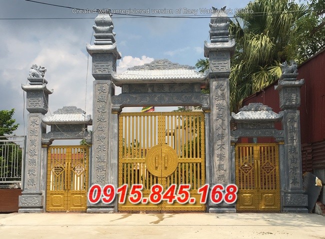 Mẫu cổng tam quan tứ trụ nhà thờ đình đền chùa miếu lăng mộ bằng đá đẹp thái nguyên