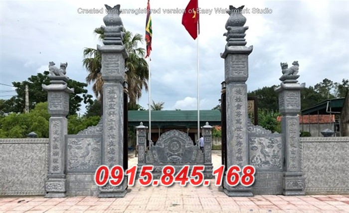 Mẫu cổng tam quan tứ trụ nhà thờ đình đền chùa miếu lăng mộ bằng đá đẹp tuyên quang