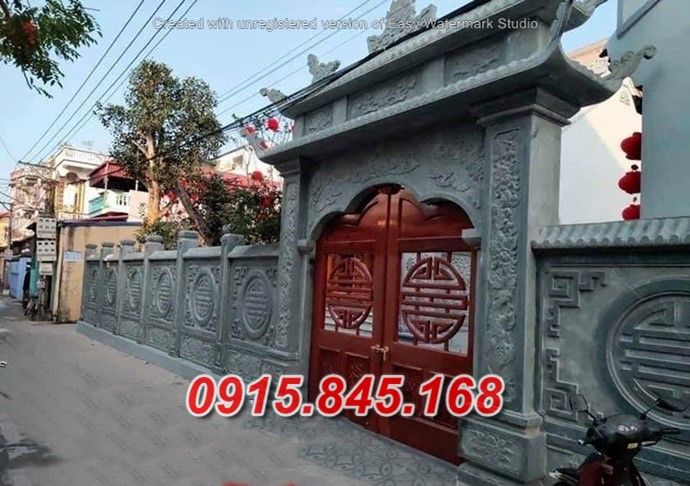 Mẫu cổng tam quan tứ trụ nhà thờ đình đền chùa miếu lăng mộ đá đẹp an giang