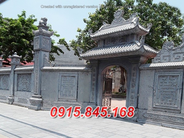 Mẫu cổng tam quan tứ trụ nhà thờ đình đền chùa miếu lăng mộ đá đẹp bình định
