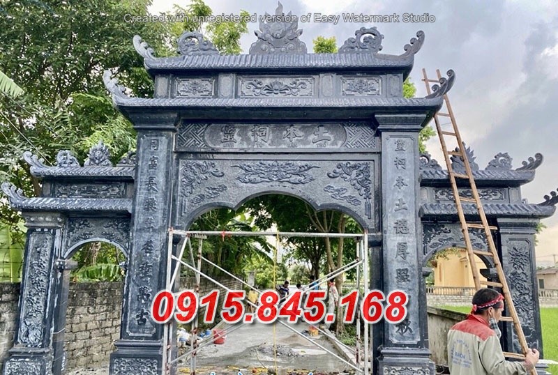 Mẫu cổng tam quan tứ trụ nhà thờ đình đền chùa miếu lăng mộ đá đẹp bình dương