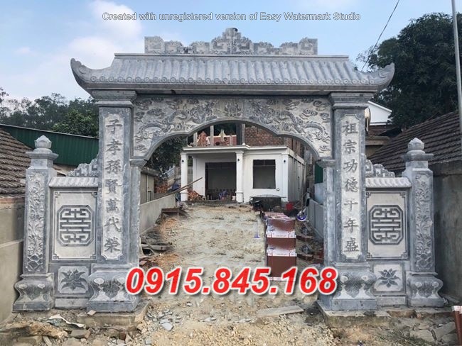Mẫu cổng tam quan tứ trụ nhà thờ đình đền chùa miếu lăng mộ đá đẹp cà mau