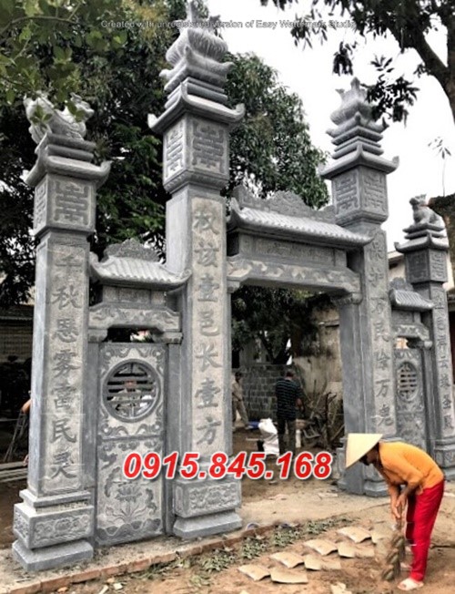 Mẫu cổng tam quan tứ trụ nhà thờ đình đền chùa miếu lăng mộ đá đẹp đồng nai