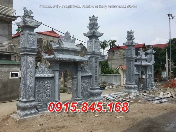 Mẫu cổng tam quan tứ trụ nhà thờ đình đền chùa miếu lăng mộ đá đẹp kon tum
