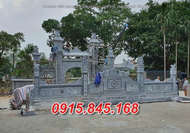 Mẫu cổng tam quan tứ trụ nhà thờ đình đền chùa miếu lăng mộ đá đẹp long an