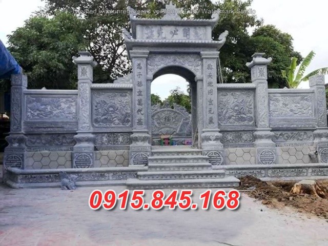 Mẫu cổng tam quan tứ trụ nhà thờ đình đền chùa miếu lăng mộ đá đẹp nghệ an