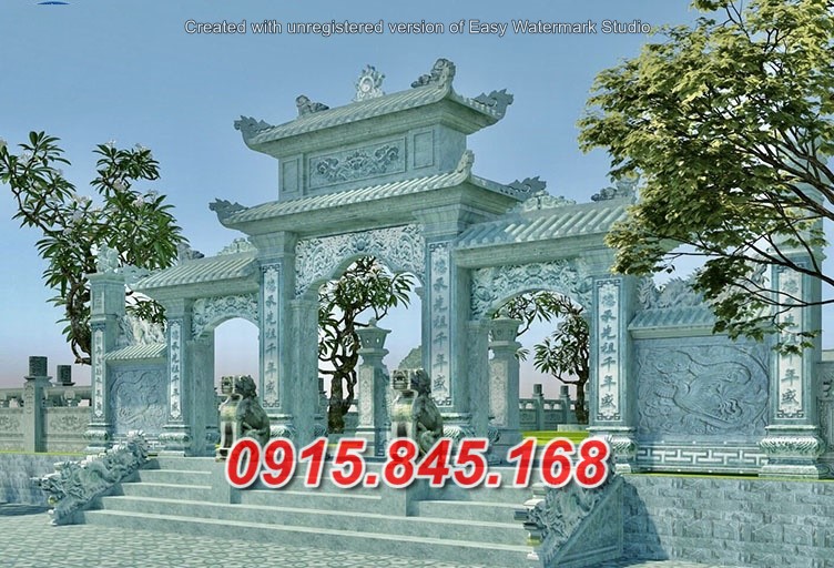 Mẫu cổng tam quan tứ trụ nhà thờ đình đền chùa miếu lăng mộ đá đẹp ninh thuận