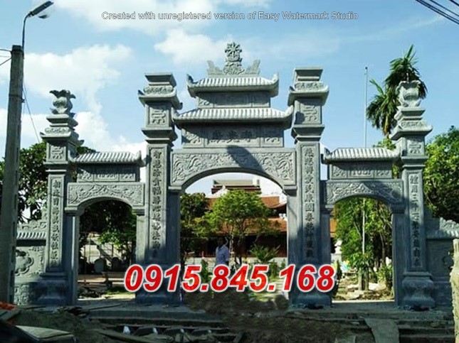Mẫu cổng tam quan tứ trụ nhà thờ đình đền chùa miếu lăng mộ đá đẹp phú yên