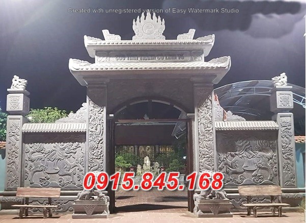 Mẫu cổng tam quan tứ trụ nhà thờ đình đền chùa miếu lăng mộ đá đẹp quảng trị