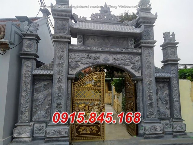 Mẫu cổng tam quan tứ trụ nhà thờ đình đền chùa miếu lăng mộ đá đẹp thừa thiên huế