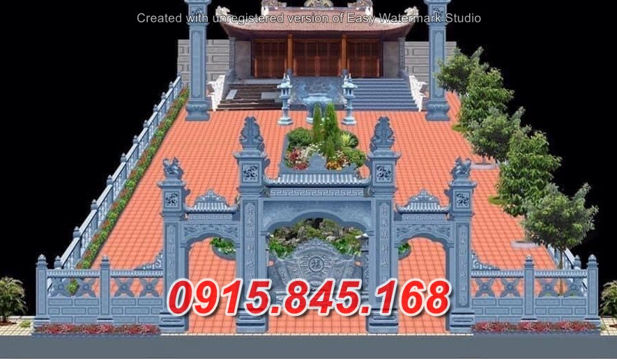 Mẫu cổng tam quan tứ trụ nhà thờ đình đền chùa miếu lăng mộ đá đẹp trà vinh