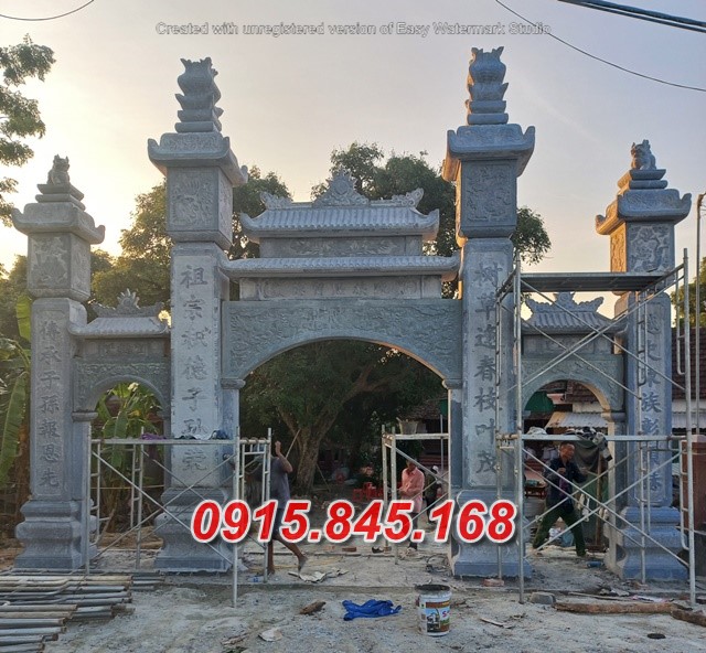 Mẫu cổng tam quan tứ trụ nhà thờ đình đền chùa miếu lăng mộ đá đẹp vĩnh long