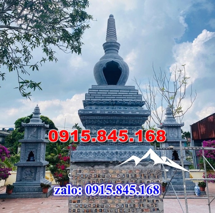 VL52- Mẫu mộ tháp đá bán vĩnh long 8 mau mo thap phat giao bang da xanh reu tu nhien Long Ho Mang Thit