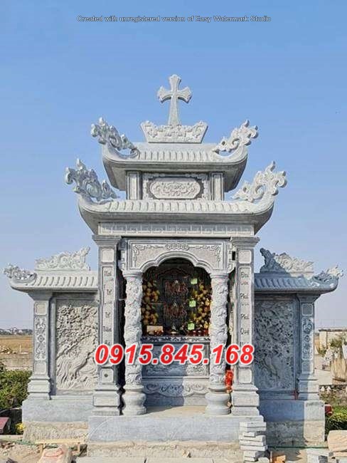 33 Mộ công giáo đá khối điện biên 6 watermarked Mau lang mo cua nguoi theo dao cong giao tho hu cot dep nhat Copy