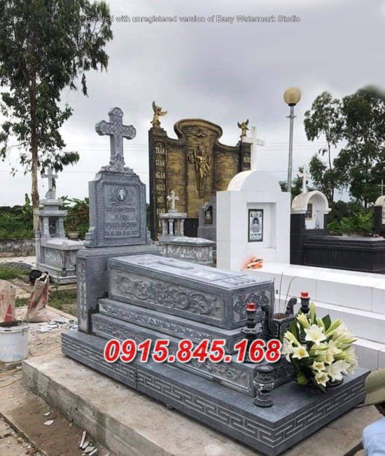 34Mộ công giáo sơn la đá tự nhiên 12 watermarked Mau mo da cong giao dep