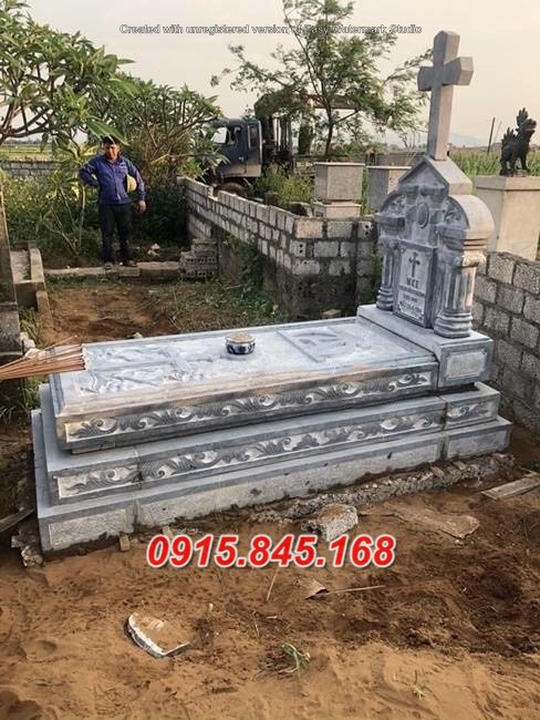 34Mộ công giáo sơn la đá tự nhiên 9 watermarked Mau mo dao chuan kich thuoc phong thuy tam linh 1
