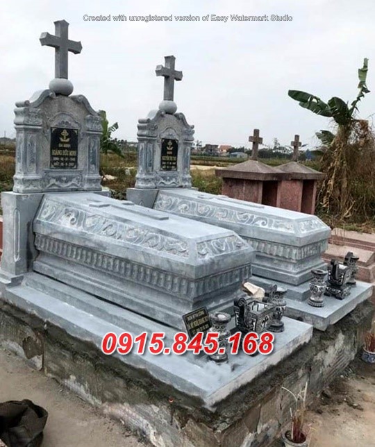 31Mộ công giáo thừa thiên huế xây đá 8 watermarked Mau mo dao da dep mo cong giao da khong mai