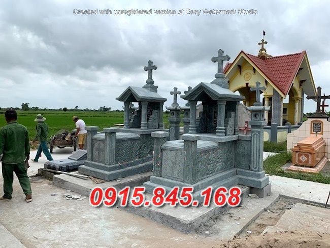 33 Mộ công giáo đá khối điện biên 7 watermarked Mau mo doi cong giao da xanh nguyen khoi