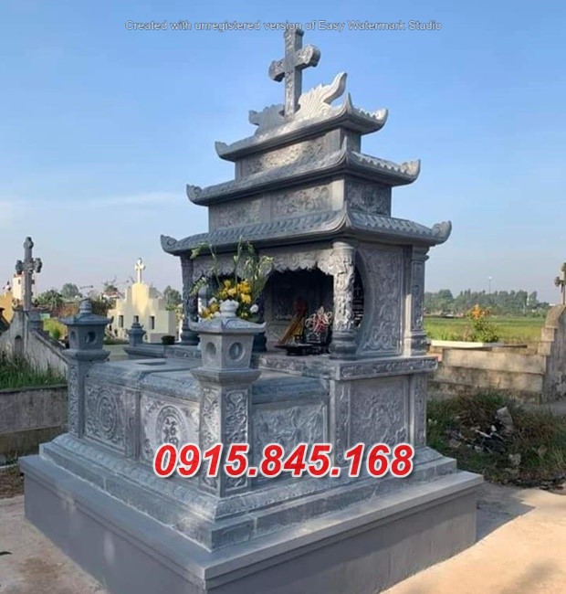 50Xây mộ công giáo đá xanh quảng ngãi 8 watermarked Mo Cong giao da ba mai