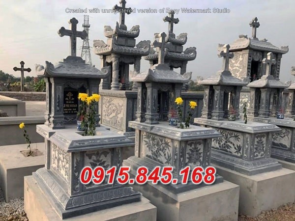 50Xây mộ công giáo đá xanh quảng ngãi 9 watermarked Mo cong giao da CG02