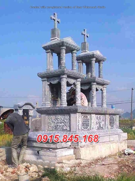 50Xây mộ công giáo đá xanh quảng ngãi 10 watermarked Mo cong giao da LM 06