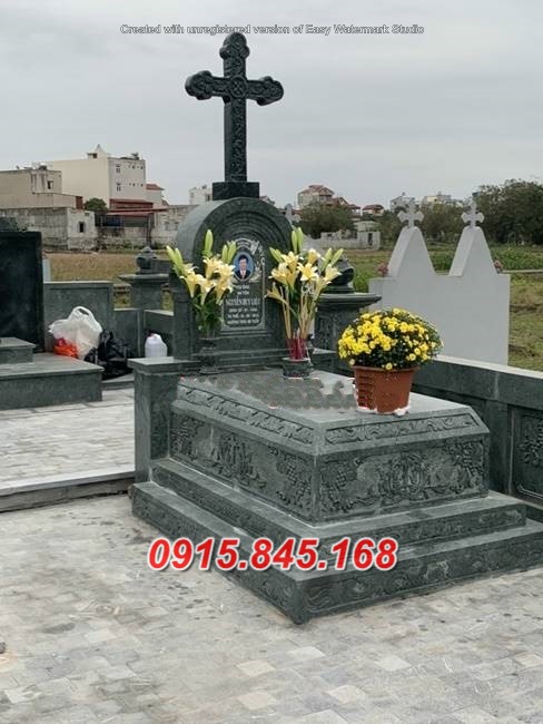 56Mộ đá xanh công giáo đồng nai 9 watermarked Mo cong giao da xanh reu dep ban tai Lam Dong