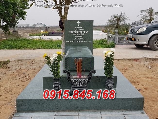 56Mộ đá xanh công giáo đồng nai 10 watermarked Mo cong giao da xanh reu don gian dep nhat