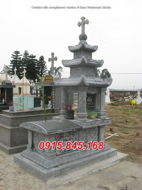 50Xây mộ công giáo đá xanh quảng ngãi 9 watermarked mo cong giao da 6