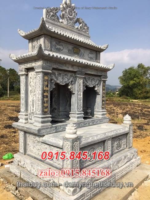 46+Lăng mộ đôi xây ốp đá hà nam 17 watermarked 038 Mo da doi song than phu the dep lang mo tro cot
