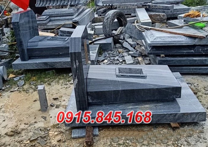 95+Mộ tam cấp đá xanh hoà bình 14 watermarked Lam mo da xanh reu dep Granite Copy
