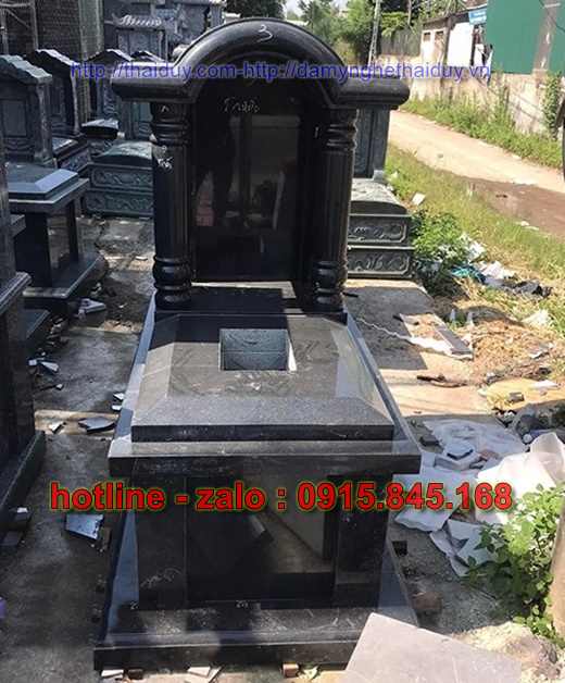 09+Mộ tam cấp đá xanh hà tĩnh 10 watermarked Mau Mo mot mai vom Granite Copy