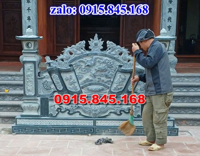 Bình phong đá, cuốn thư bằng đá, giá bán bình phong trước nhà, xây bình phong bằng đá, kích thước cuốn thư đá chuẩn phong thủy, Bình phong nhà thờ họ từ đường, cuốn thư lăng mộ nghĩa trang, cuốn thư nhà mồ gia tộc, bình phong xi măng, cách đặt cuốn thư đá, 